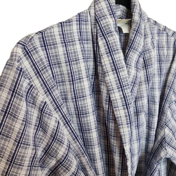 VTG Victoria's Secret Robe Gold Crown Cozy Robe Womens M Blue White Plaid Pocket - Picture 5 of 8